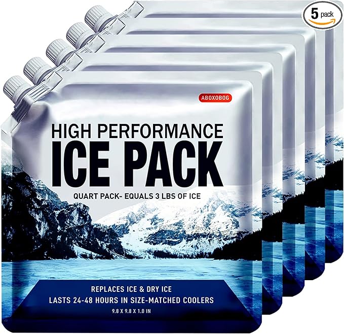 Reusable Ice Packs for Coolers Long Lasting Gel Freezer Packs for Cooler Bag Backpacks, Lunch Box, Cooler Bag, Keeps Food Cold Fresh (Set of 5)