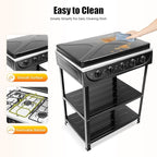 Propane Camping Stove, 5 Burners Portable Gas Grills for Outdoor Cooking RV with Storage Stand, Heavy Duty Stainless Steel Gas Stove with Wind Blocking Cover for Garden BBQ (Black 5 Burners)
