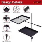 VINGLI Swivel Camping Firepit Grill, Foldable Campfire Steel Grate w/Griddles & Storage Bag, 360° Adjustable, Open Fire Outdoor Cooking Equipment, Parties, Activities, Families Use 31'' x 17'' x 32''