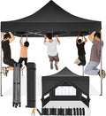 COBIZI 10x10 Pop Up Canopy Tent 10x10 Canopy with 4 Sidewalls Waterproof Heavy Duty Commercial Canopy Tent for Parties Outdoor Garden Gazebo, Carry Bag with Wheel(10x10ft, Black)