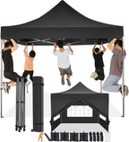 COBIZI 10x10 Pop Up Canopy Tent 10x10 Canopy with 4 Sidewalls Waterproof Heavy Duty Commercial Canopy Tent for Parties Outdoor Garden Gazebo, Carry Bag with Wheel(10x10ft, Black)