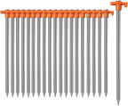Cheardia 20 Pack Tent Stakes Heavy Duty, 9.75 Inch Yard Stakes Non-Rust Metal Tent Pegs Ground Stakes Tent Spikes for Camping Patio, Garden, Canopies, Grassland, Outdoor, Orange