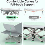 Suteck Camping Cot, Folding Camping Cot Bed for Adults Sleeping 1200D Double Layer Oxford Portable Folding Outdoor Cots for Camping W/Soft Pad Carry Bag for Home Office Nap Beach Travel, 500LBS,Grey