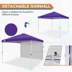 EAGLE PEAK Commercial Canopy 10x10 Pop Up Canopy Tent with 1 Sidewall, Easy Setup Heavy Duty Instant Event Shelter for Vendors & Markets, Outdoor Sun Shade, Purple
