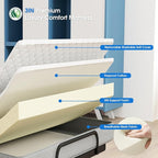 Folding Beds with Mattress, Portable Foldable Bed for Adults, Roll Away Bed Guest on Wheels, Memory Foam Mattress and Metal Frame, Space Saving Fold