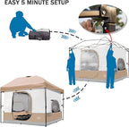 KAMPKEEPER Camping Inner Tent for Pop Up Canopy, Converts 10'x10' Straight Leg Canopy into Camping Tent–Fully Vented Roof(Top & Frame NOT Included), Khaki