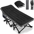 Portable Camping Cot, Sleeping Cots for Adults, 28" Extra Wide Heavy Duty Folding Cot Max Load 600LBS with Thick Mattress, Portable Camping Bed for Outdoor Camp/Office, Home Nap (Black)