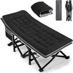 Portable Camping Cot, Sleeping Cots for Adults, 28" Extra Wide Heavy Duty Folding Cot Max Load 600LBS with Thick Mattress, Portable Camping Bed for Outdoor Camp/Office, Home Nap (Black)