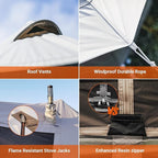 KingCamp Canvas Bell Yurt Tents, 4 Seasons Large Waterproof & Windproof Luxury Glamping Tent w/Stove Jack for Family Outdoor Camping, Hunting, Parties
