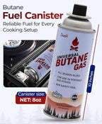 ZeroR Butane Fuel Canister Cartridge 13.4 fl oz (390 mL) | Compatible with Portable Camping Stoves and Torches
