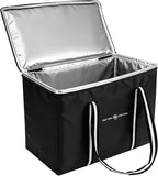 Insulated Food Delivery Bag, Large Durable Reusable Shopping Grocery Bag with Zipper – Foldable Thermal Cooler Bag for Hot & Cold Food, Pizza Delivery & Catering