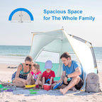 Wolfwise Instant Beach Tent Sun Shelter with Zippered Extendable Porch for Privacy, Portable Beach Tents with Carrying Bag, Easy Setup Pop up Shade for 3-4 Person, 85 x45x49 in, Mint Green