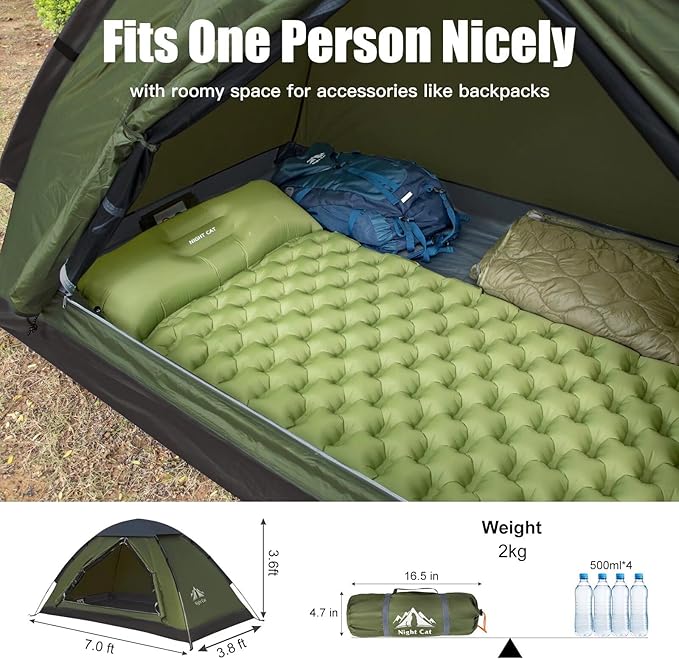 Night Cat Backpacking Tent with Internal-Frame Hiking Backpack 100L for One 1 to 2 Persons Lightweight Waterproof Camping Hiking Tent for Adults Kids Scouts Easy Setup Single Layer 2.2x1.2m