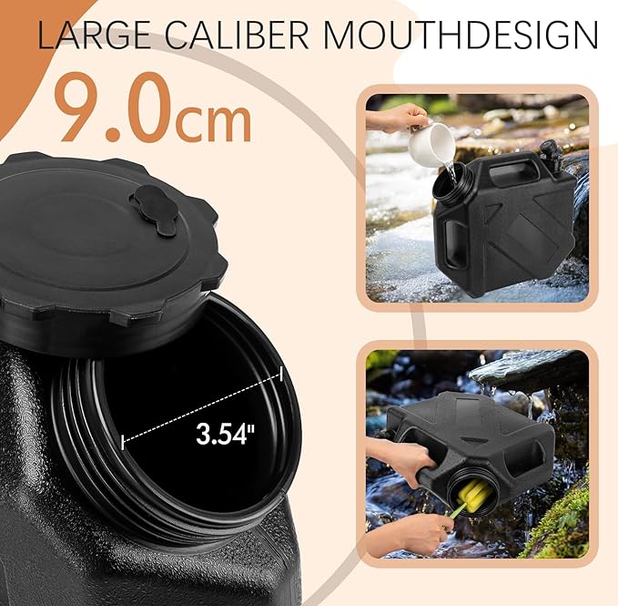Camping Water Jug, 2.6 Gallon, BPA Free, Leak-Proof, Rectangular, Portable, Reusable, For Camping, Hiking, BBQ, Picnic, Emergency