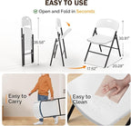 VINGLI Folding Chairs, Plastic Foldable Chair, Capacity up to 350 lbs, Portable Seating for Indoor Outdoor Events Parties Camping Work School Commercail (4, White)