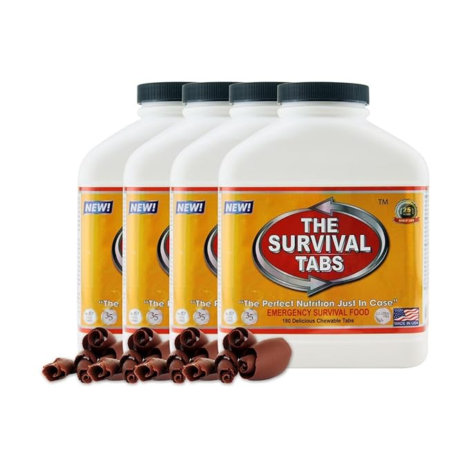 Emergency Survival Food 4 bottles Chocolate Flavored 720 tabs