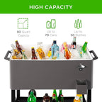Best Choice Products 80-Quart Outdoor Steel Rolling Cooler Cart w/Ice Chest, Bottle Opener, Catch Tray, Drain Plug, Locking Wheels