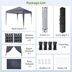 10x10 Pop Up Canopy with Sidewalls, Outdoor Instant Canopy Tent with Carry Bag for Commercial Events, Camping, Backyard Parties - Dark Grey