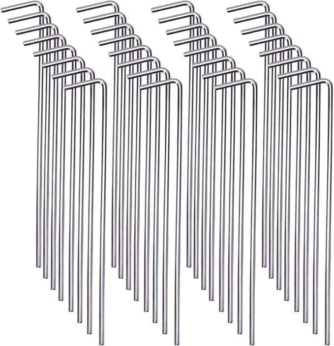28 Pack Tent Stakes 6.5" Heavy Duty Metal Pegs for Outdoor Christmas Decorations Yard Ground Garden Camping Canopy Gardening Accessories