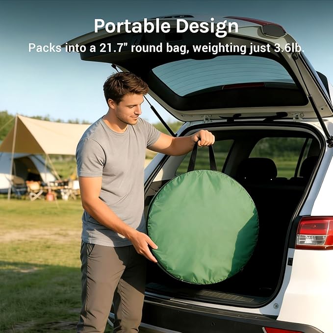 Wolfwise Pop Up Shower Tent, Portable Instant Changing Tent with Ventilation Window & Carry Bag, Privacy Bathroom Toilet for Beach, Camping & Outdoor, Width 40 ", Height 75 ", Green