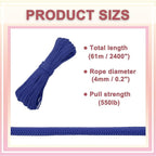 PATIKIL 550lb Paracord Rope 200ft, 4mm Tent Rope, 7-Strand Core Heavy Duty Cord for Outdoor Camping Hiking Tent Survival Utility Rope, Navy Blue