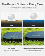 Acacia 4" Thick Self Inflating Sleeping Pad with Foam, Innovative Y-Shaped Telescopic Structure, Ultraportable Camping Air Mattress with Pump Sack, Easy Roll Up Sleep Bed for Travel Tent Car