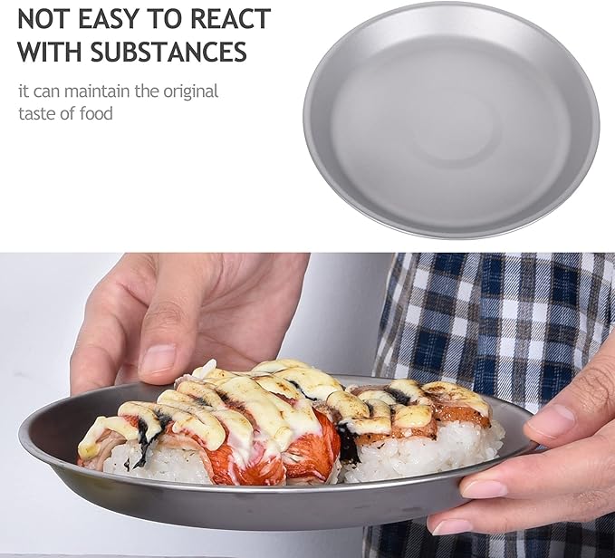 Boundless Voyage Ultralight Titanium Bowl Pan Plate Dish with Carry Bag Outdoor Camping Portable Tableware Cookware (2 Pcs Set (Shallow Bowl+Plate))