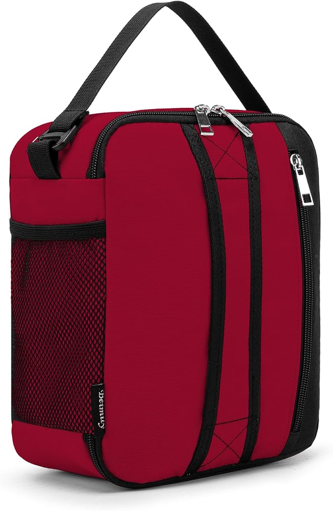 BEIMILY Lunch Box for Men Women Adults,Small Insulated Lunch Bag,Portable Refrigerated Lunch Box,Soft Insulated Tote Bag for Office Work Picnic with Comfort Handle and Removable Hand Strap(Red)