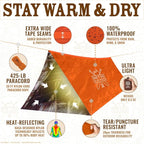 Don't Die In The Woods - Survival Tent - Made with Extra-Thick Space Blanket Thermal Mylar - Emergency Shelter Tube Tent - One of The 10 Essentials for Hiking, Camping, First Aid Kits