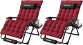 Amopatio Oversized Zero Gravity Chair, 33''W Reclining Camping Lounge Chair Upgraded Lock and Footrest, Cup Holder, Removable Cushion & Headrest Folding Patio Recliner