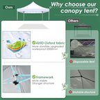 COBIZI Canopy 10x10 Pop Up Canopy Tent with 3 Sidewalls, Commercial Party Tent Ez Waterproof Outdoor Instant Gazebo UV 50+ Event Shelter, Garden Tents for Parties Camping with Sandbags，White