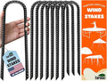 Eurmax USA 12 Inch Trampoline Stakes,Heavy Duty Ground Anchors,Trampoline Anchors,U Hook,Tent Stakes for High Wind,Ground Anchor Screw in,Yard Stakes,Galvanized Steel (8 Pack,Black)