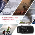 18500mWh Weather Emergency Radio, Portable Solar AM/FM/NOAA Hand Crank Radio, Cell Phone Charger with SOS, 1W LED Flashlight, Headphone Jack, Power for Emergency Preparedness (5000mAh Black)