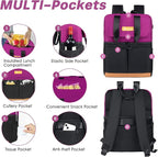 Backpack Cooler with Double Decker & 12 Ice Packs- Keeps 36 Cans Cold for Up to 24 Hours- Waterproof & Leak Proof Insulated Cooler Backpack- Stylish Cooler Bookbag for Women Travel Work Beach