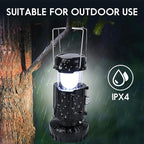 4 Pack 2026 Upgrade Solar Portable Lantern Rechargeable Fan - Collapsible Lightweight LED Camping Lantern for Power Outages Flashlight Survival Kits for Outdoor Tent