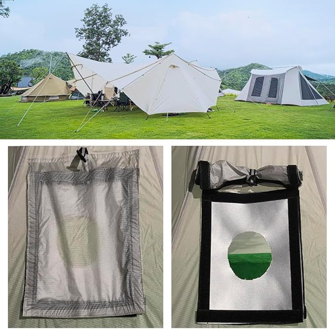 Tent Stove Jack, Heat-Resistant Stoves Jack Kit Removable Tent Chimney Anti-scald Ring with Waterproof Cover for Camping Tents