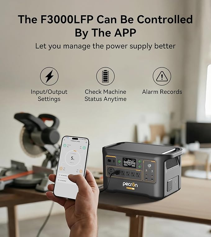Pecron Portable Power Station F3000LFP with 3840Wh Extra Battery, 200W Solar Panel*2, 3072Wh Solar Camping Generator, 3600W Solar Generator for RV, Home Use, CPAP