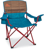 Kelty Deluxe Lounge Chair – Folding Outdoor Camp Chair, Insulated Cupholders, Customized Recline, Steel Frame, Padded Roll Storage, 2024 (Deep Lake)