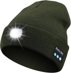 Bluetooth Beanie with Light, USB Rechargeable LED Headlamp Winter Hat, Men Women Valentine's Day Gifts