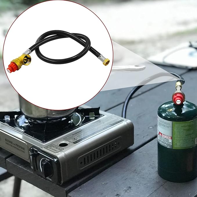 MENSI Fuel Propane Butane Gas Portable Camping Stove Replacement 27.5 Inch Regulator with Hose Convert to 1LB Disposal Bottle