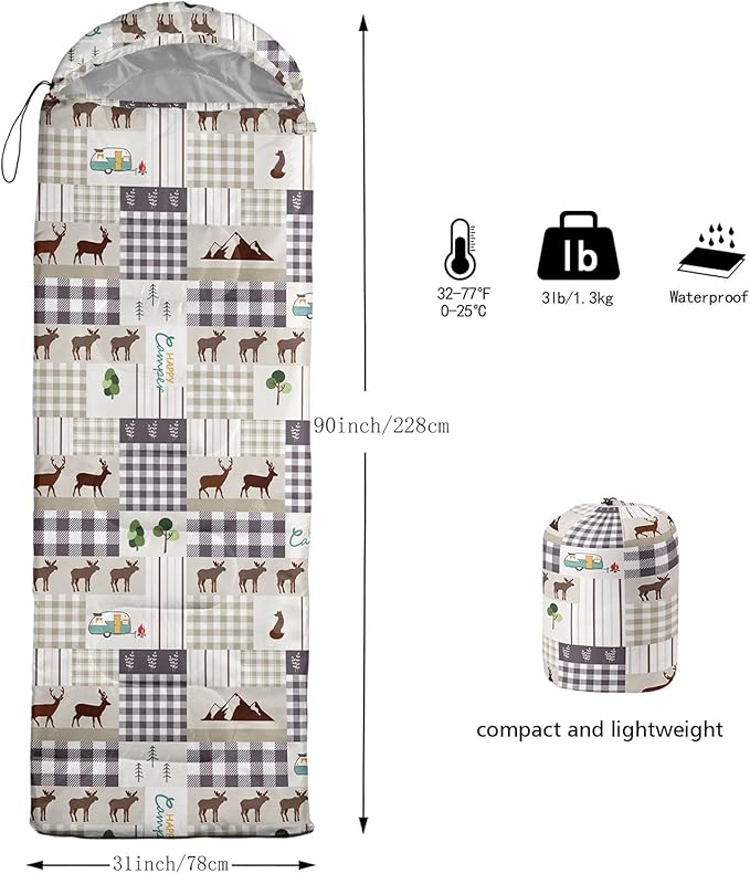 Kids Sleeping Bag for Boys Girls,Rocket Moon Print-Lightweight Warm Portable Outdoor Indoor-Waterproof Cold Weather Resistant Sleeping Bag for Camping Hiking