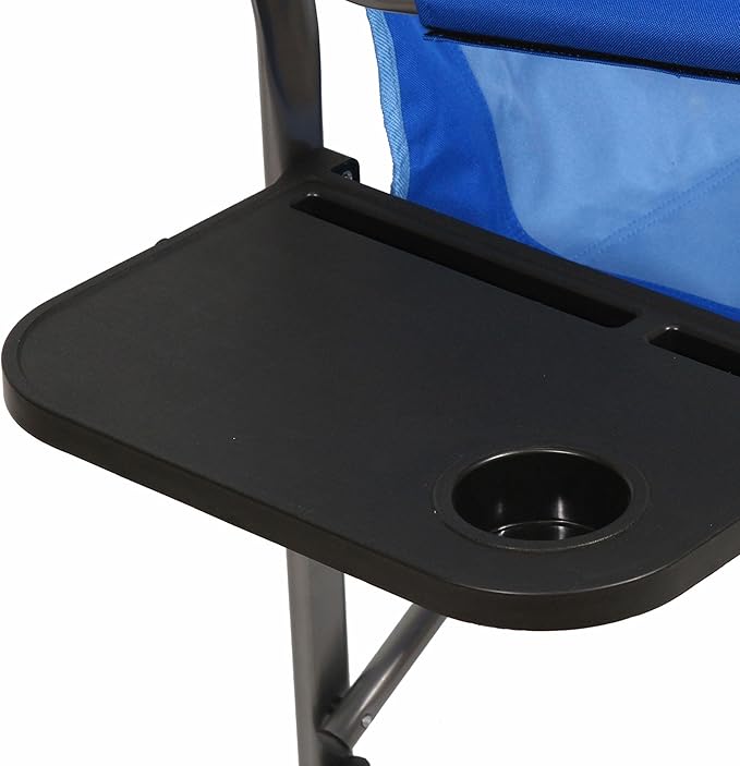Kamp-Rite Portable Folding Outdoor Beach Patio Lawn Director's Chair w/Side Table & Cup Holder for Camping, Tailgating, and Sports, 2-Tone Blue