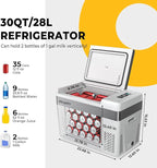 BougeRV 12 Volt Refrigerator With Cover 12V Car Fridge 30 Quart Portable Freezer Compressor Cooler Compressor Freezer, 12/24V DC 110~240V AC, -8℉~50℉ for Truck RV SUV