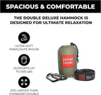GRAND TRUNK TrunkTech Double Hammock | Ultra-Strong & Lightweight | 11 ft Hammock with Ripstop Nylon | 500 lb Capacity | Fast-Drying & Weather-Resistant | Green Mamba