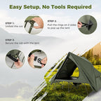 GYMAX 2-Person Camping Cot Tent, Foldable Off-Ground Cot Bed Combo with Portable Wheeled Bag, Waterproof Rainfly, 2 Mesh Doors & Skylight Roof for Adults, Hiking, Backpacking, Outdoor