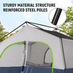 HIKERGARDEN 6-8 Person Camping Tent - Portable Family Cabin Tent for Camp, Windproof Fabric Camp Tent Outdoor for Hiking, Backpacking, Traveling