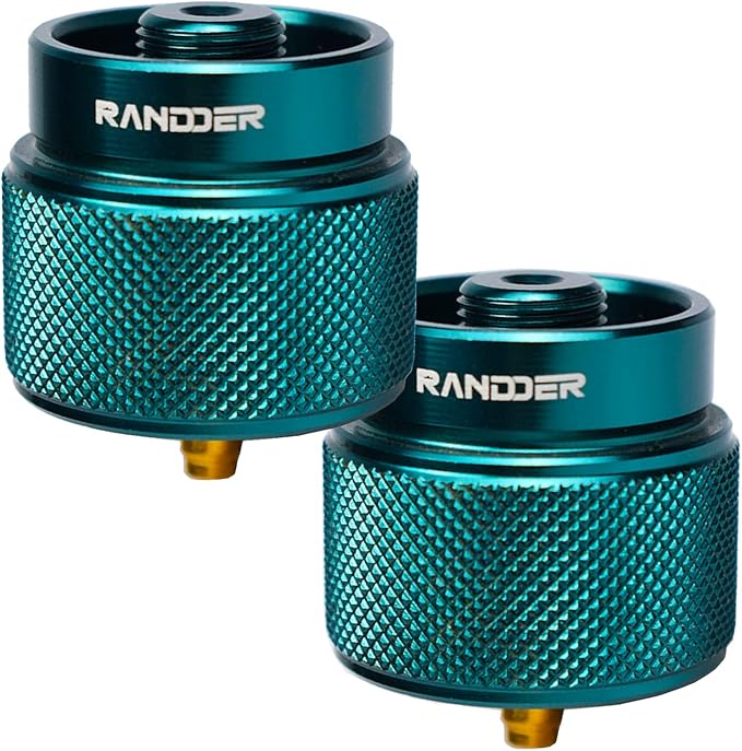 Propane to Butane Adapter Camping Stove Adapter Gas Adapter Converter 16 oz Propane Tank Input EN417 Valve Output Camp Fuel Refill Adapter for Outdoor Backpack Hiking (Dark Green X 2 Pack)