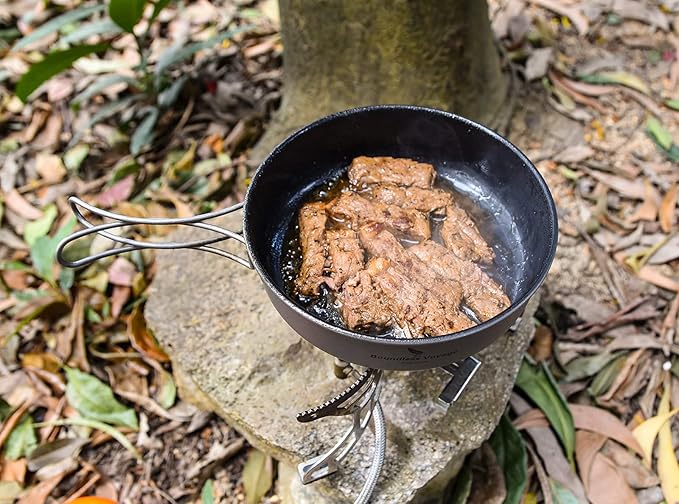 Boundless Voyage Titanium Non-Stick Frying Pan with Folding Handle Non-Stick Ceramic Coating Frypan Cooking Pot for Outdoor Camping Picnic Backpacking