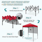 EAGLE PEAK 6x4 Instant Pop Up Canopy Tent with 1 Half Wall Panel, Straight Leg Sun Shelter, Portable Canopy with Carry Bag for Camping, Beach & Sports, Red