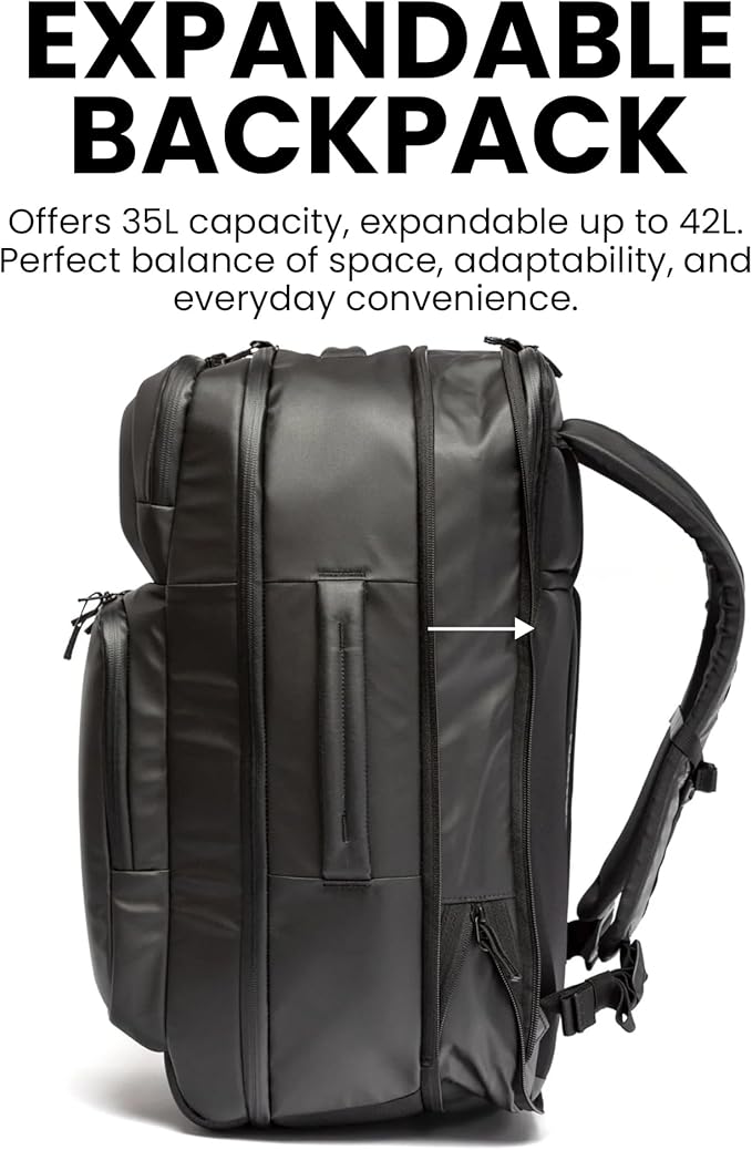 NANUK N-EDC 35L Carry-On Travel Backpack – Water-Resistant Laptop Backpack for Work Travel and Everyday Carry – Compact & Expandable, TSA-Ready, Smart Organization – Black